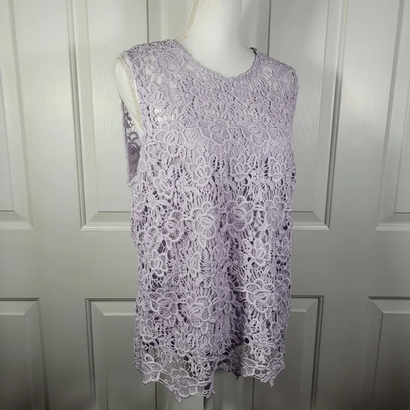 NWT Nanette Lapore Lace Sleeveless Top in Lavender Purple Zipper in Back - Picture 8 of 17
